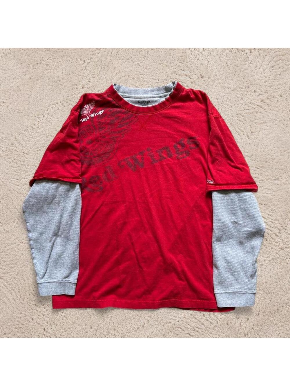 Y2K Reebok Detroit Red Wings long sleeve cotton shirt